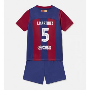 Barcelona Inigo Martinez #5 Hjemmebanesæt Børn 2023-24 Kort ærmer (+ korte bukser)